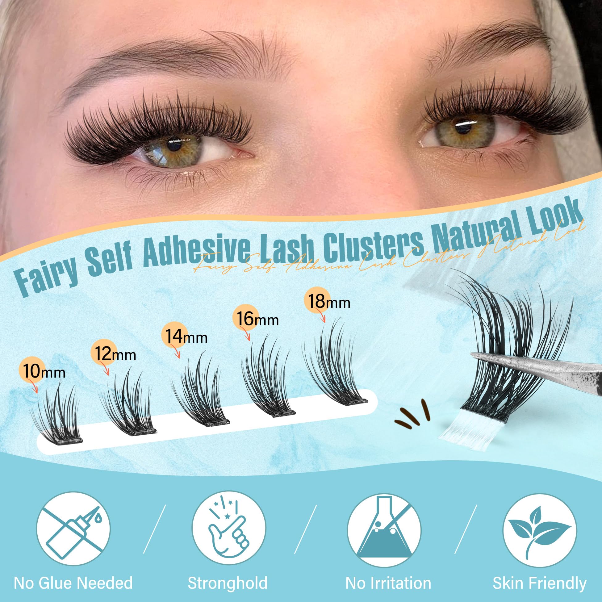 Zegaine 10-18mm lash clusters in use for a day-to-evening transition.