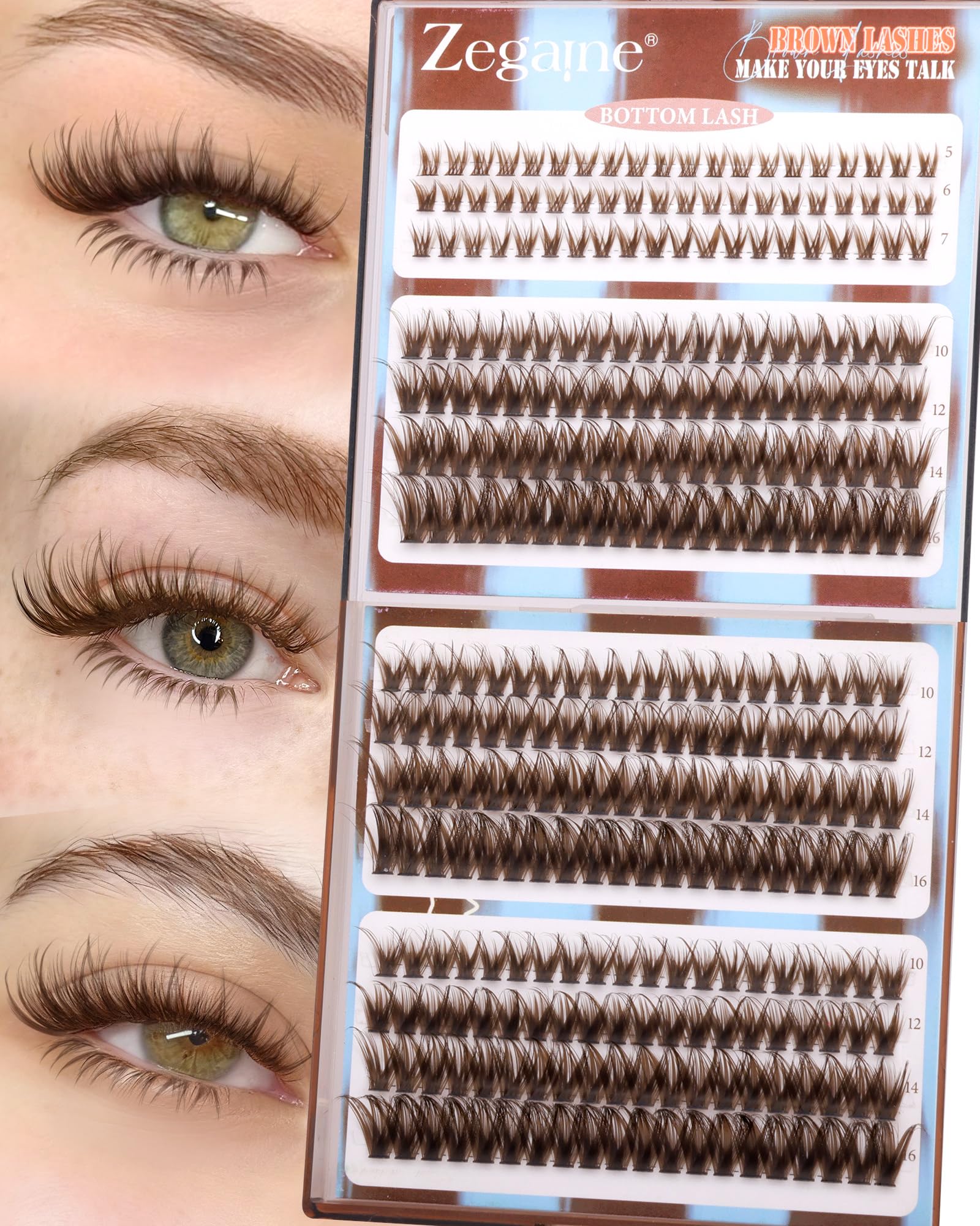 Zegaine brown lash clusters for soft daily look