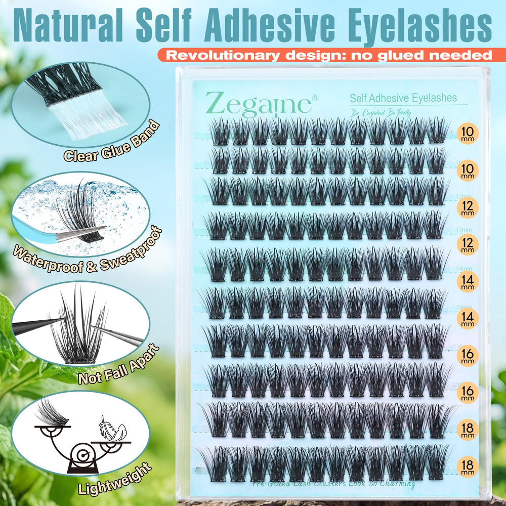Zegaine D-curly lash clusters shown for a subtle, eye-enhancing lift.
