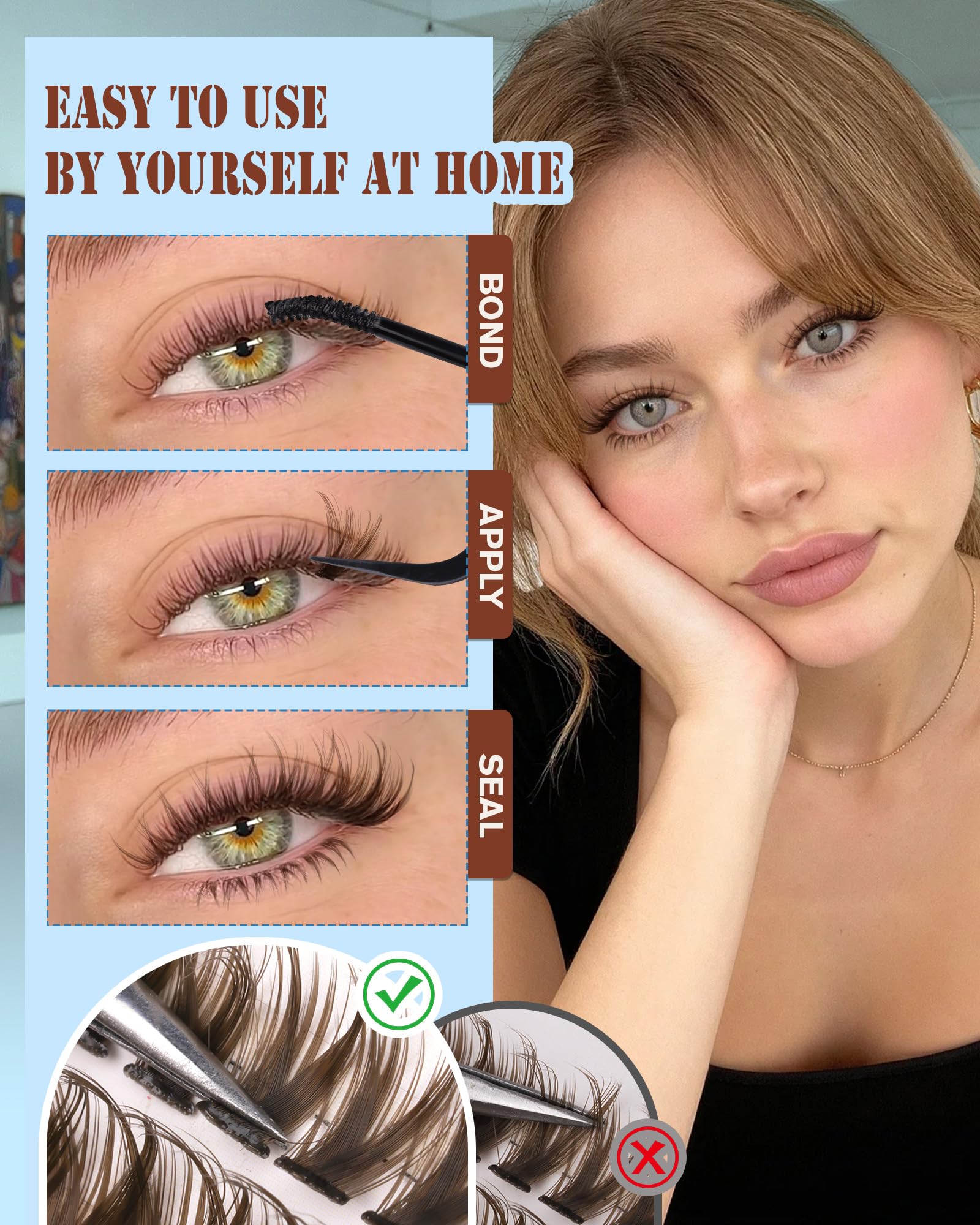 Zegaine dark brown shade blends with natural lashes