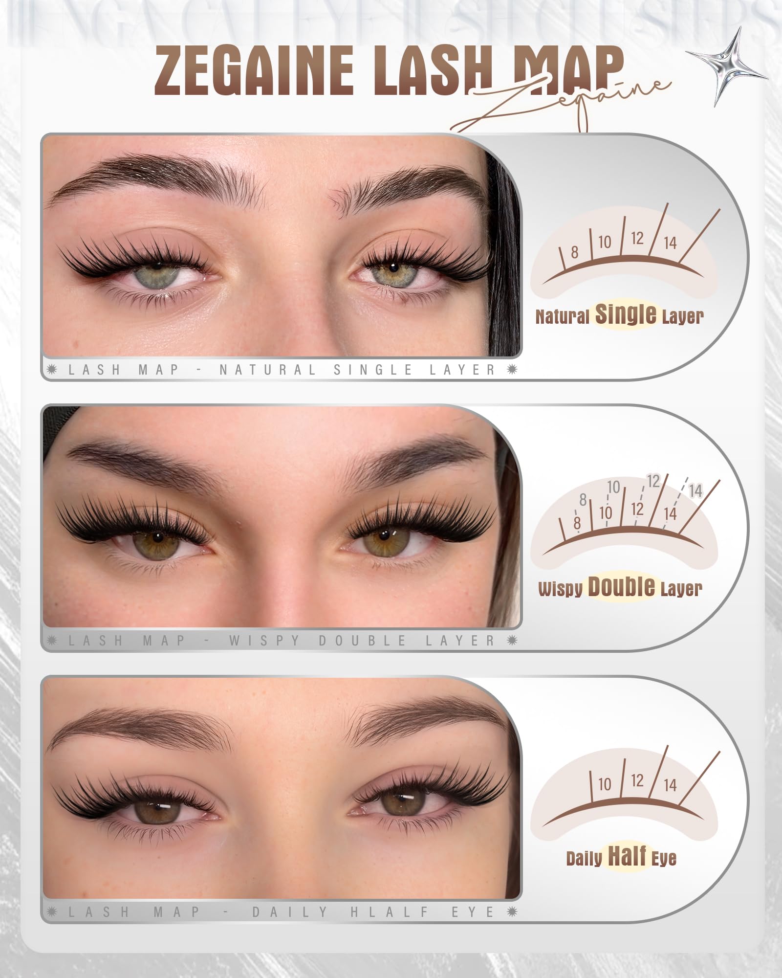 Zegaine lc-curly spikes visual for dimensional drama lashes.