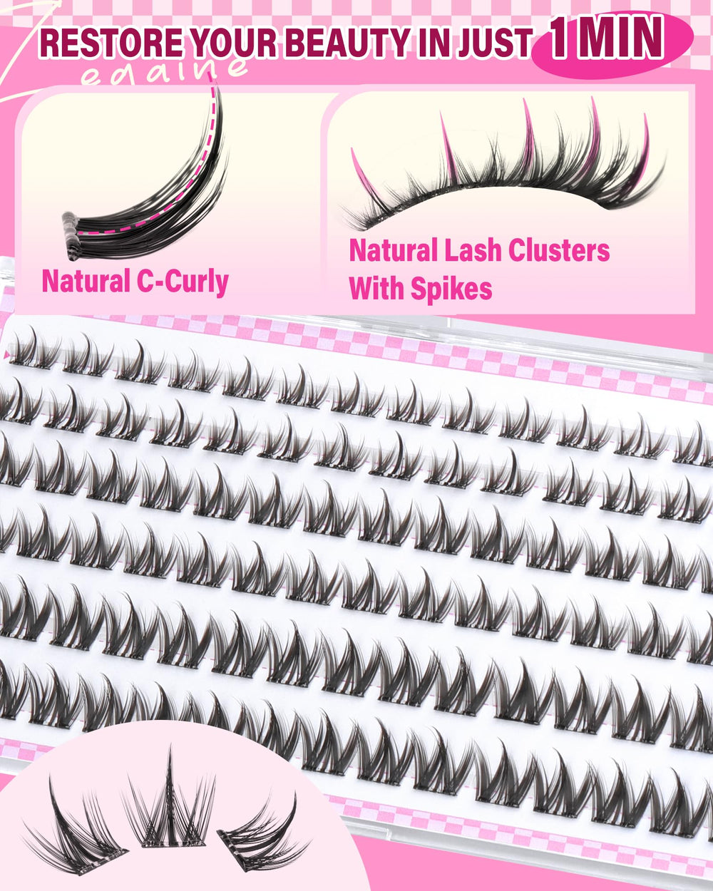 Zegaine Manga self adhesive lash clusters packaging showing 90 pieces