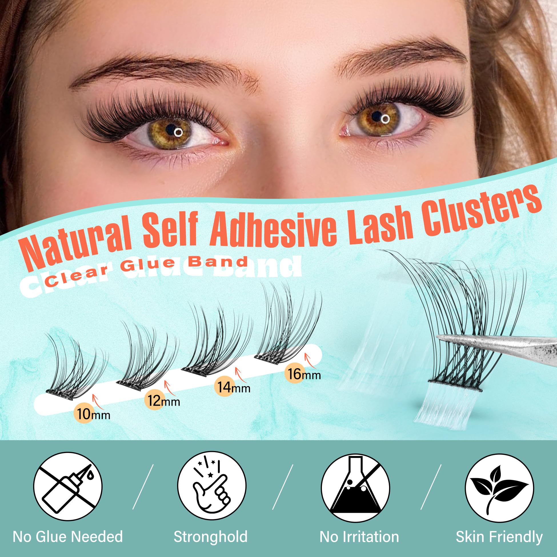 Zegaine self adhesive eyelash clusters application step shows easy placement and alignment