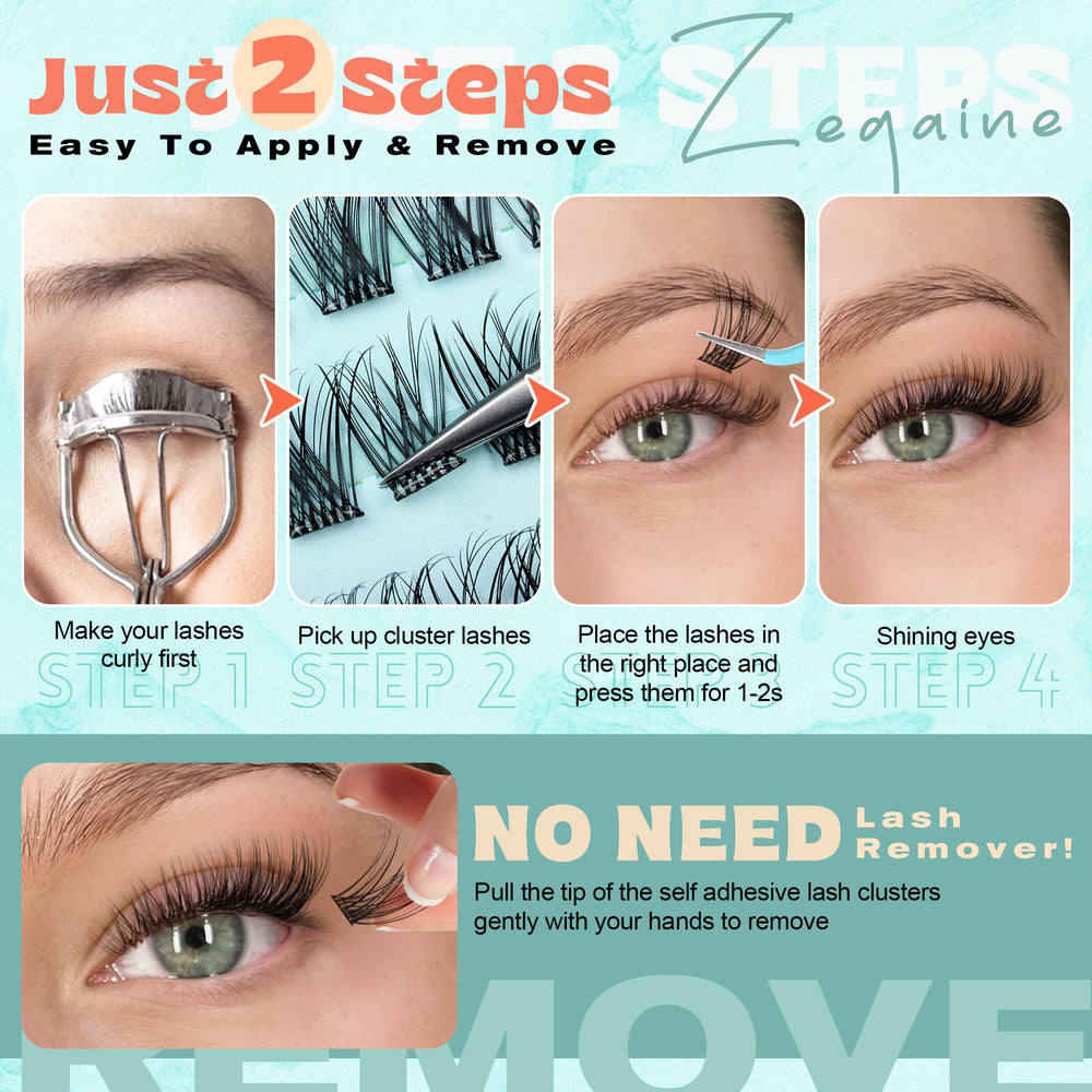 Zegaine self adhesive eyelash clusters soft lightweight design with comfortable wear