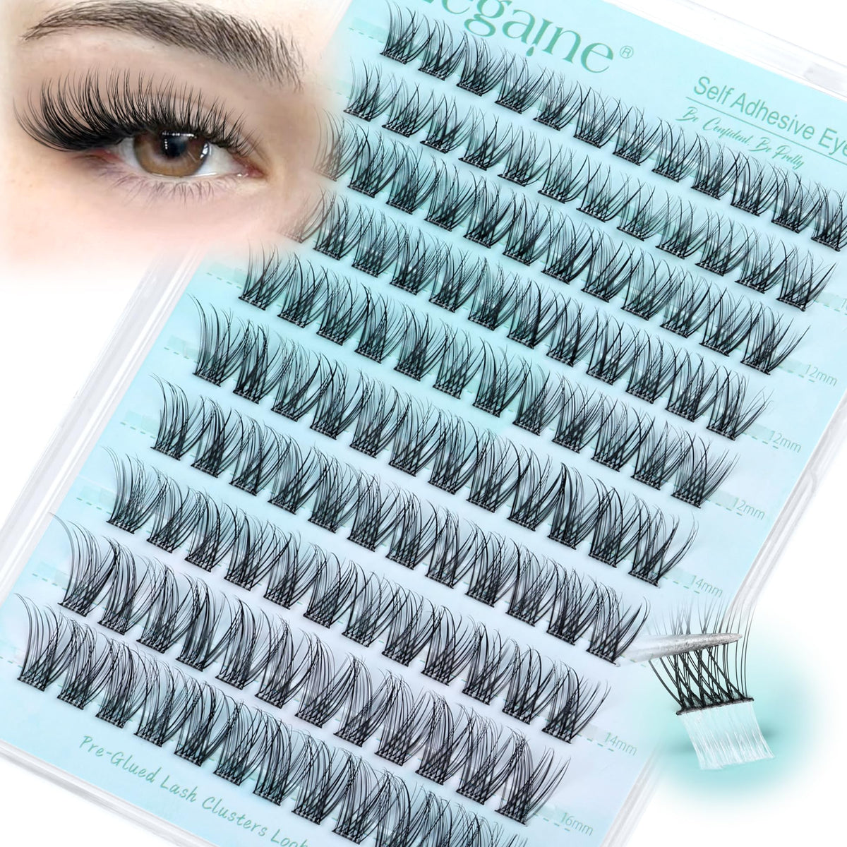 Zegaine self adhesive eyelash clusters wispy pack for quick, secure application
