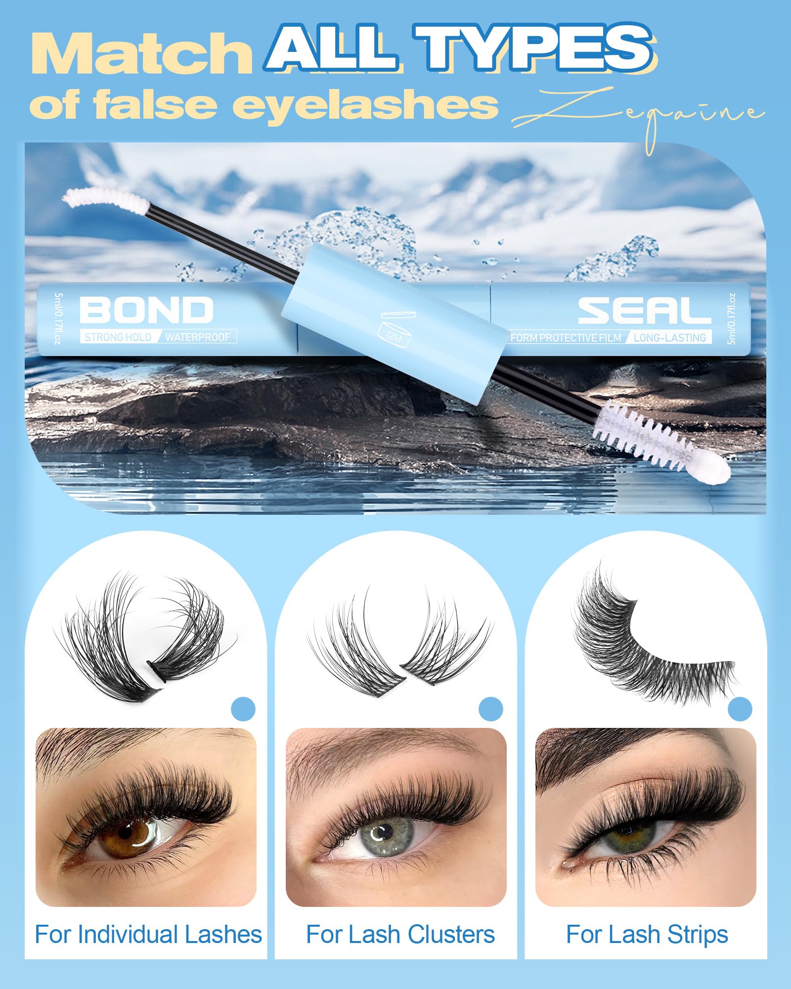 Zegaine sweatproof lash glue designed for workouts and active days.