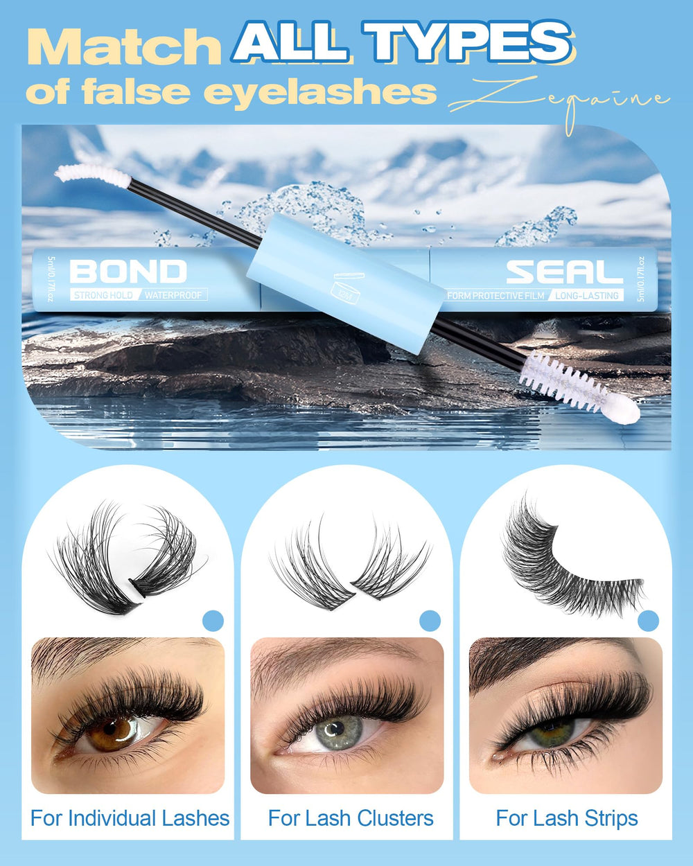 Zegaine sweatproof lash glue designed for workouts and active days.