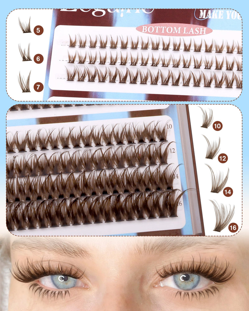 Zegaine upper and lower lash clusters in one box