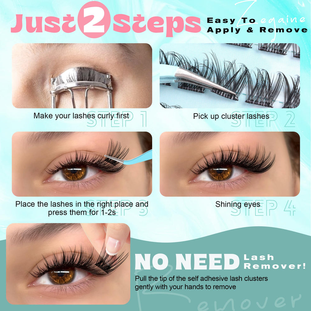Zegaine wispy self-adhesive lashes invisible band for seamless lash line.