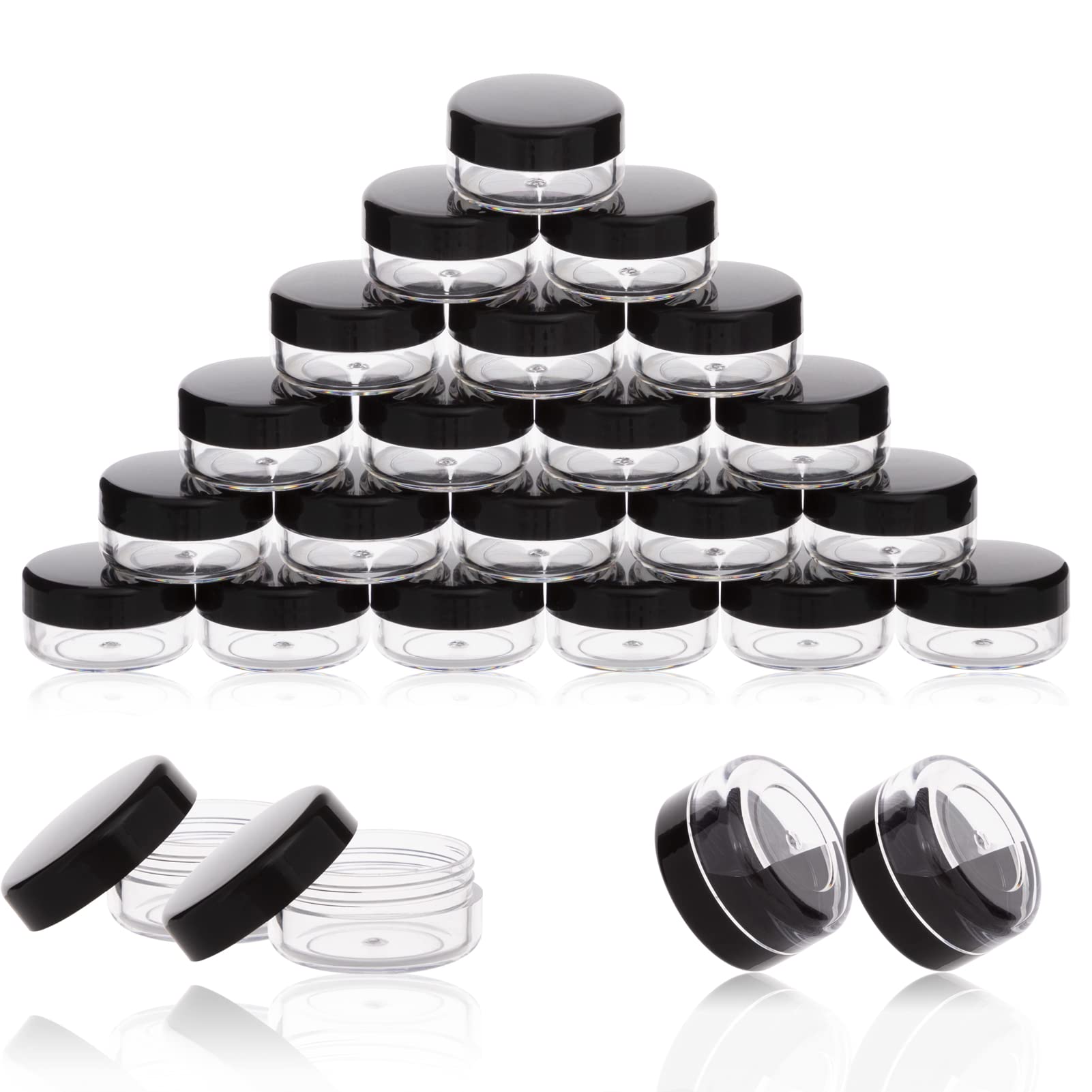 ZEJIA 3g sample container with black lid for travel-friendly storage