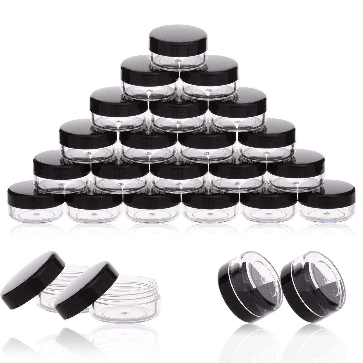 ZEJIA 3g sample container with black lid for travel-friendly storage