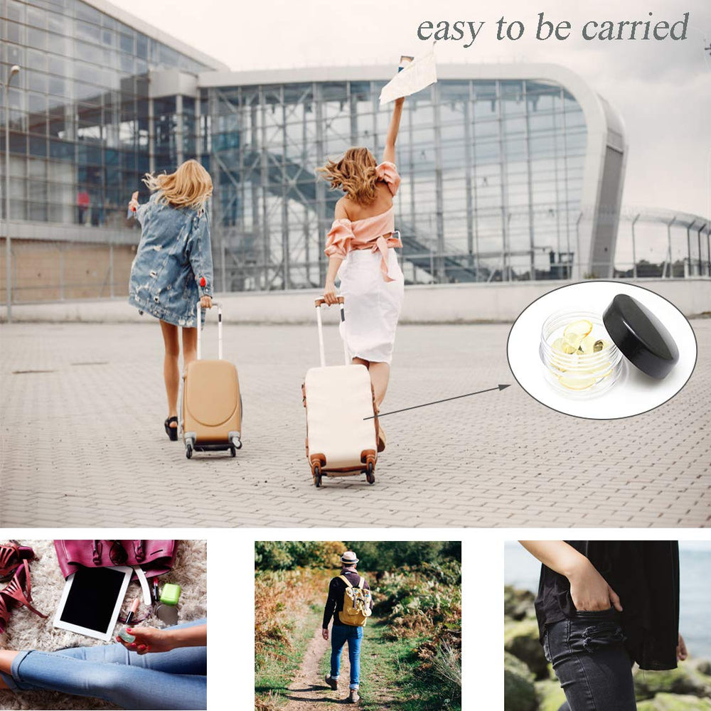 ZEJIA portable containers fit travel kits and bags.