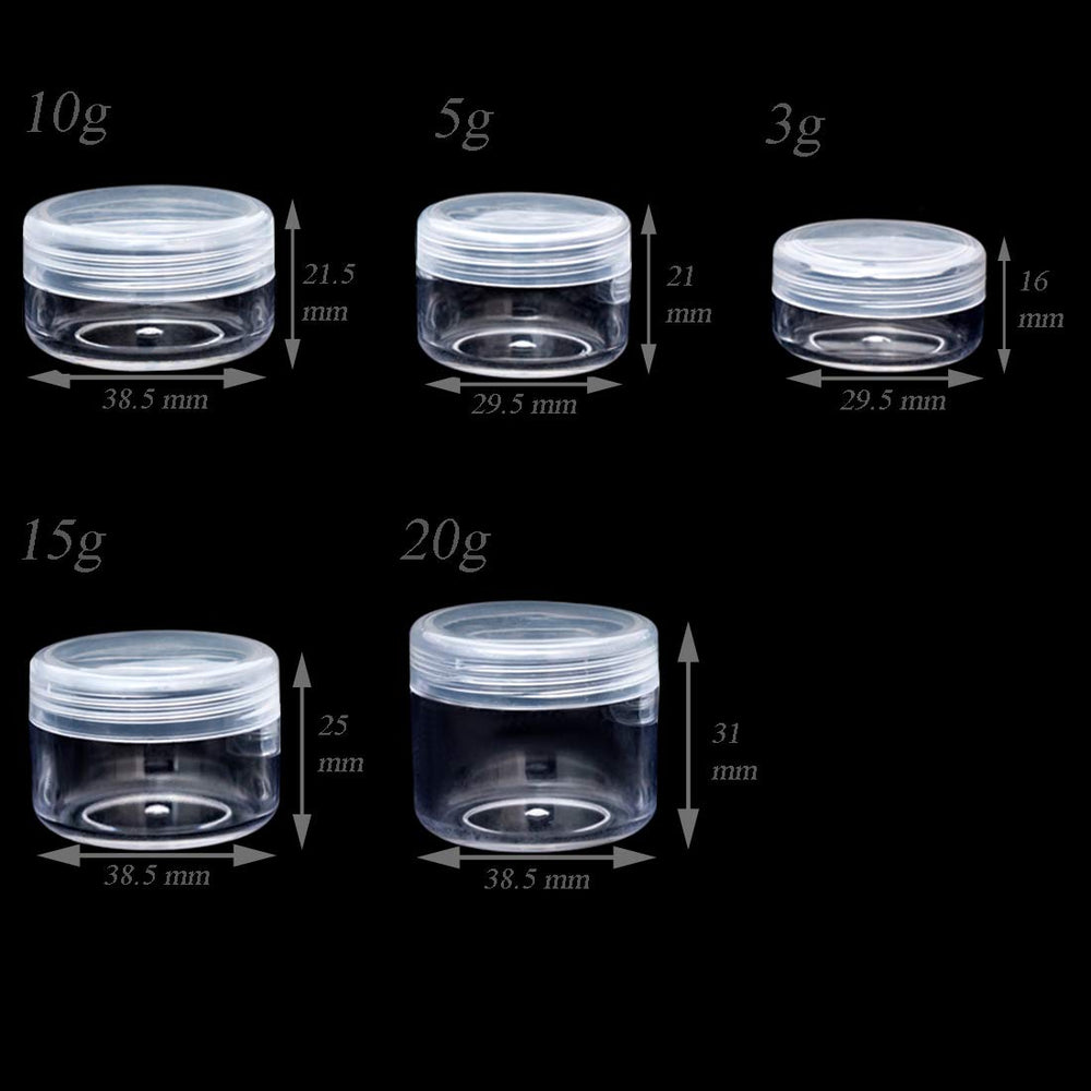 ZEJIA 5g clear travel jar with screw lid, ideal for cosmetic samples.