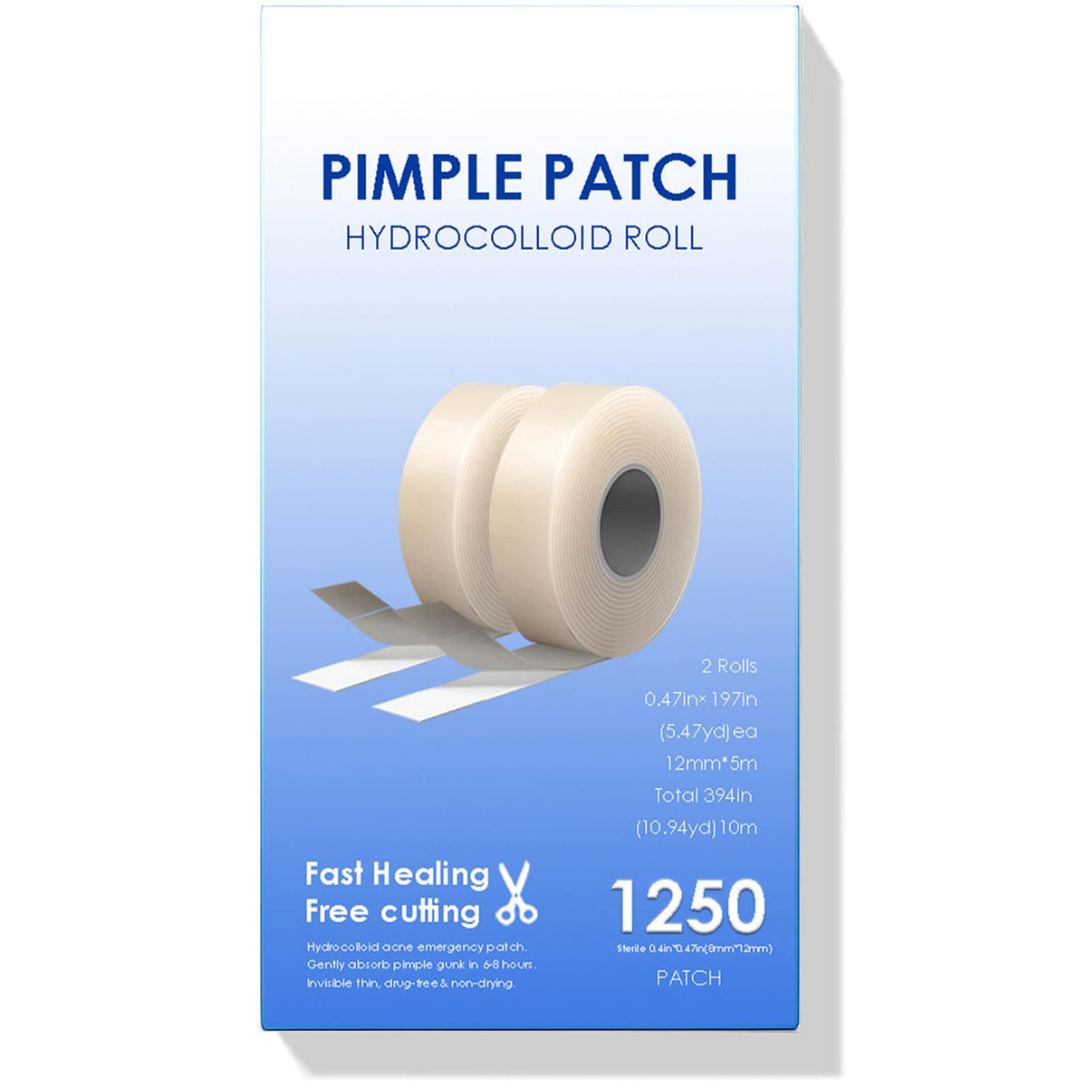 ZELIER Pimple Patches 1250-count roll shown for long-lasting value and coverage