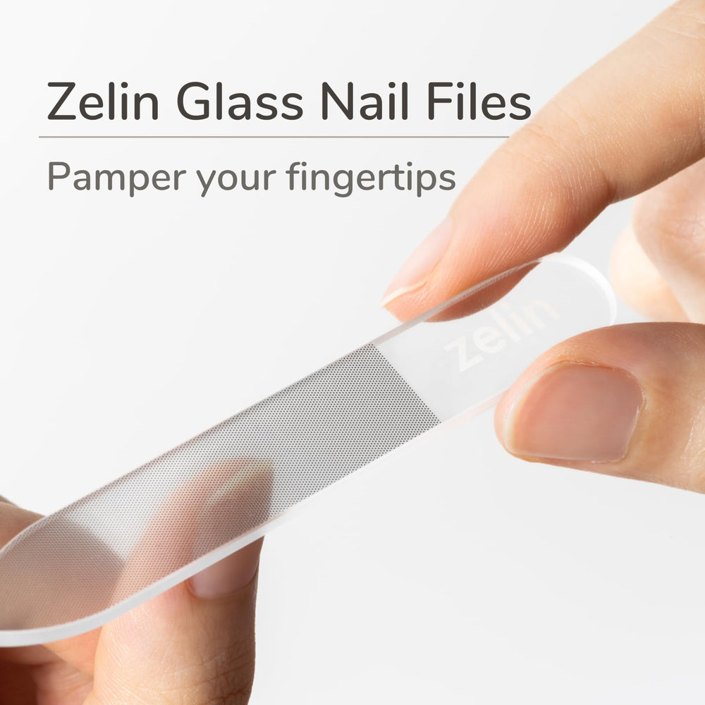 Zelin crystal nail file with round head for smooth edge creation at home.