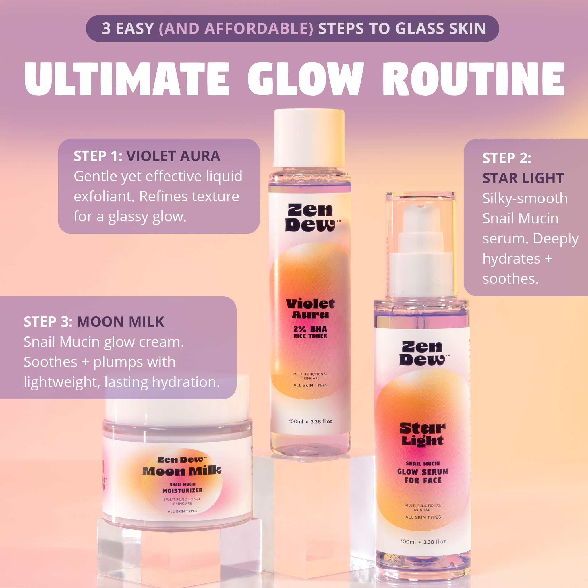 Zen Dew Moon Milk, efecto-piel-vidrio: favorece un aspecto piel de vidrio y textura suave.