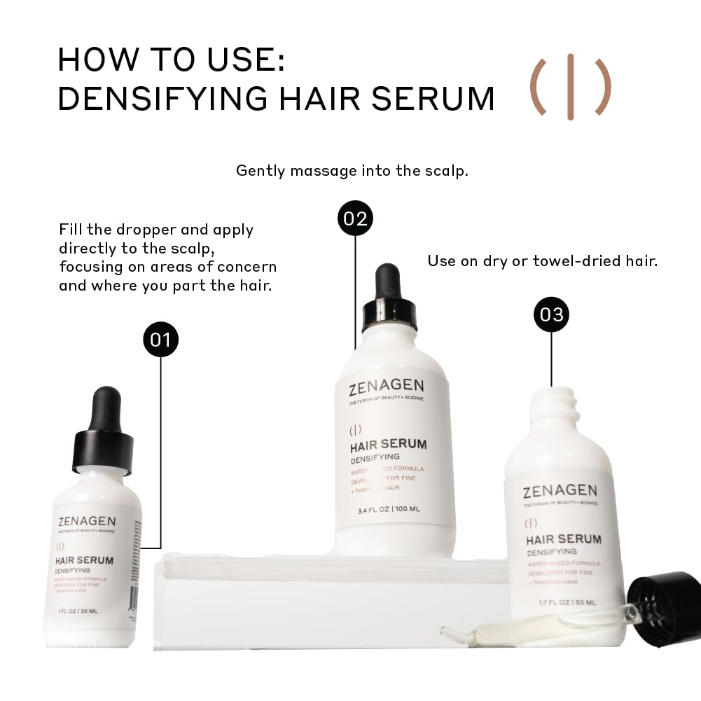 Zenagen Densifying Hair Serum application massaged into scalp