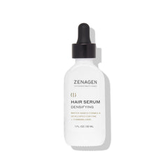 Zenagen Densifying Hair Serum bottle showing lightweight, non-greasy formula for all hair types.