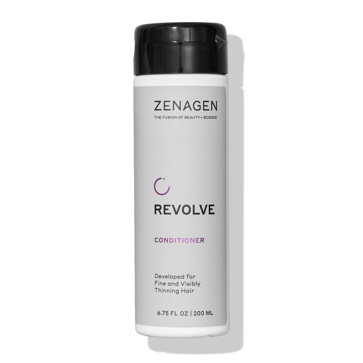 Zenagen Revolve conditioner bottle showing lightweight conditioning for fuller-looking hair