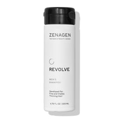 Zenagen Revolve men's thickening shampoo bottle promoting fuller-looking hair.
