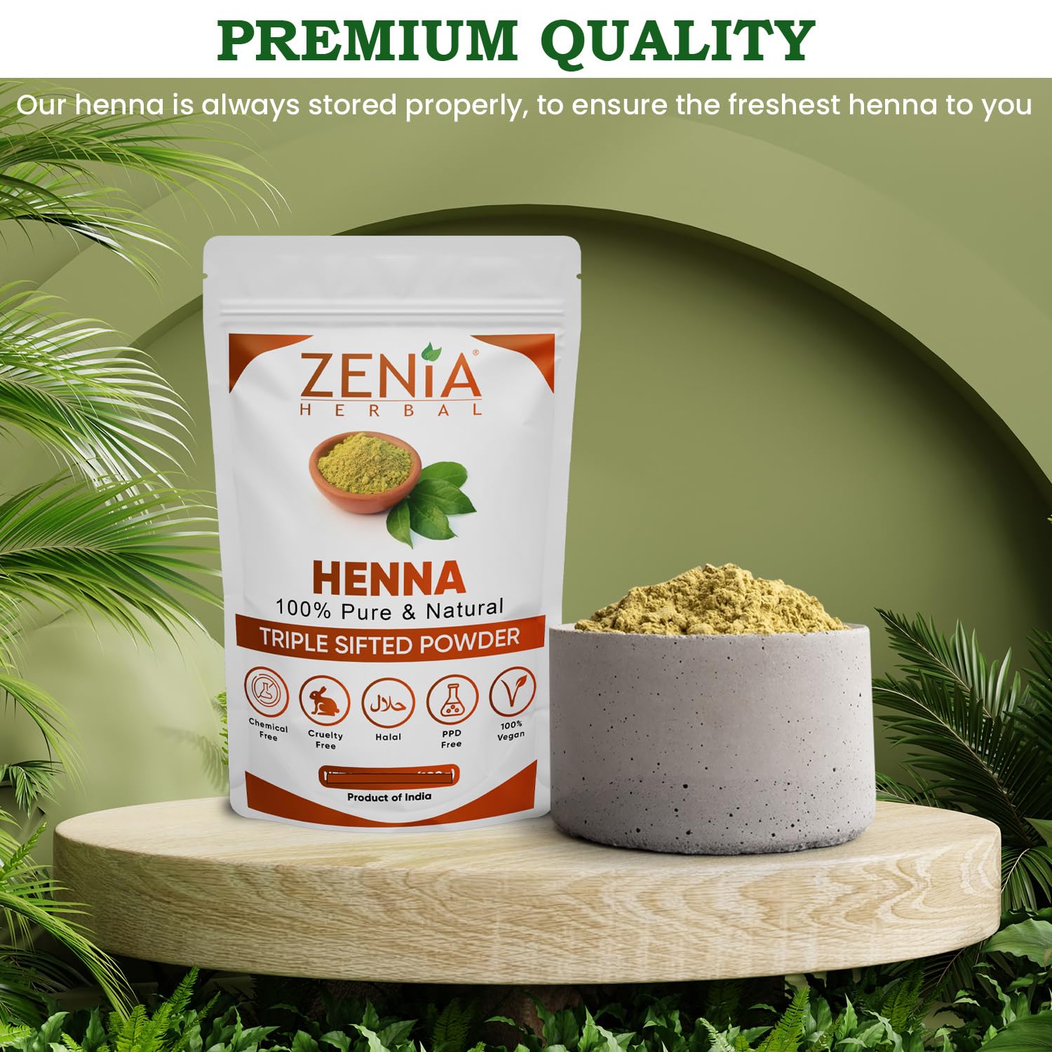 Zenia packaging Rajasthan origin communicates fresh, natural ingredients from traditional craft regions.