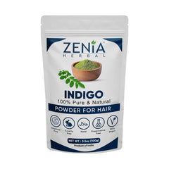 Zenia Indigo powder pack shot showing pure pigment for natural hair color