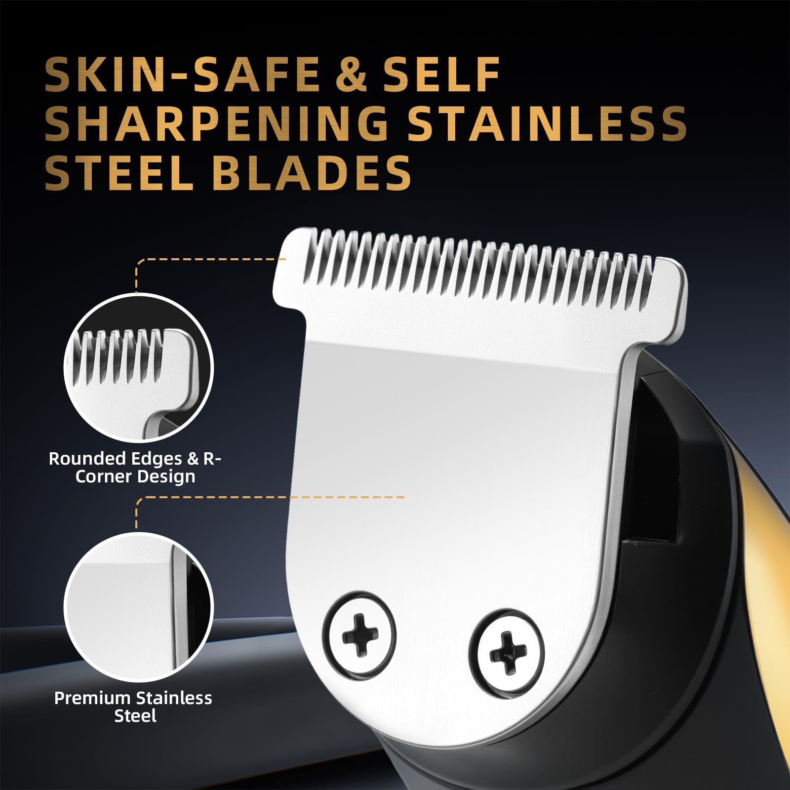 ZENLICO beard trimmer blade closeup showing sharp blades for clean cuts
