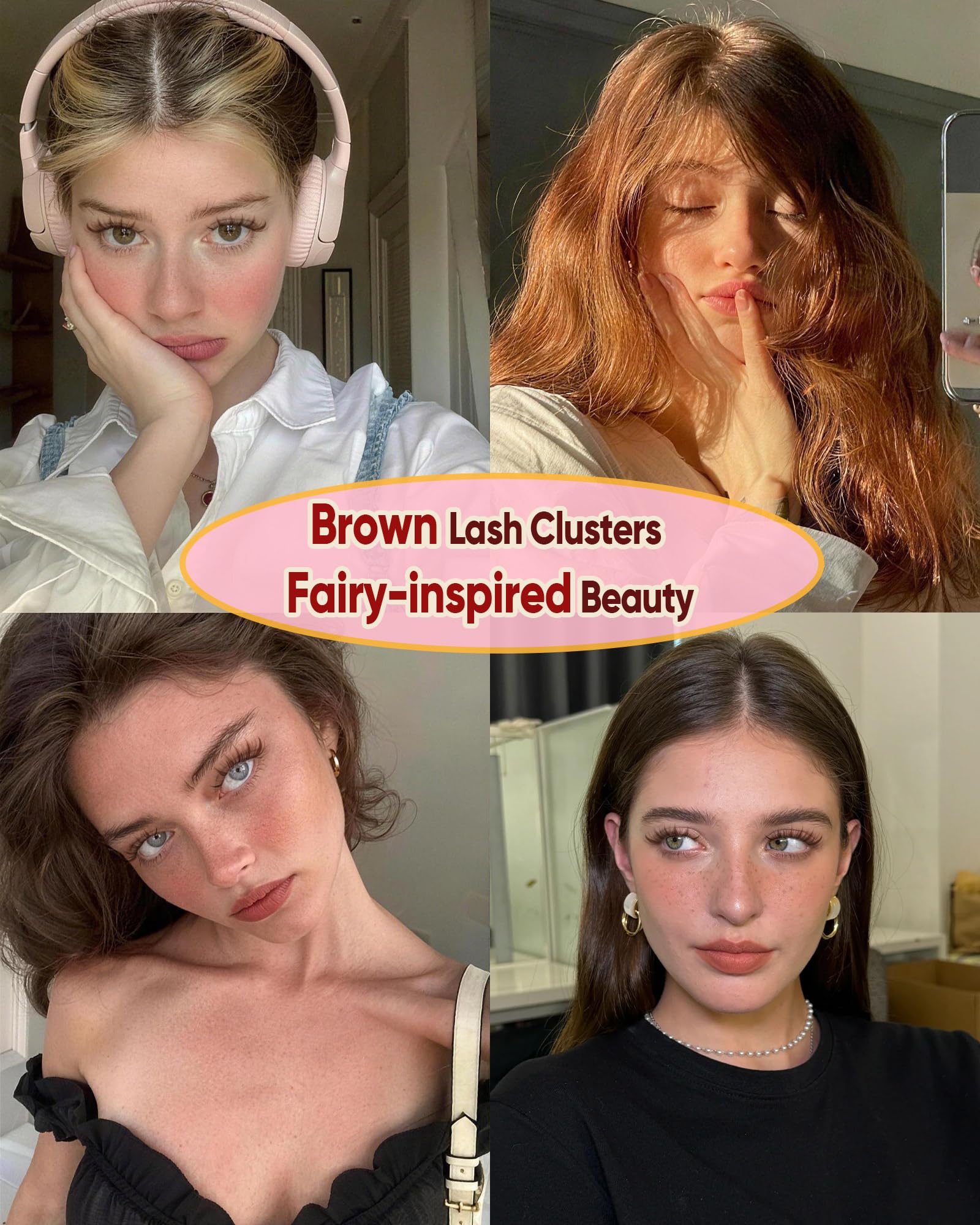 Zenotti brown lash clusters wispy fairy brown for cosplay and daily wear