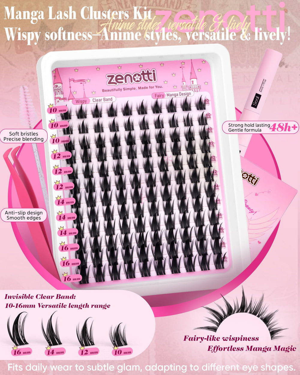 Zenotti Gentle formula lash bond ensuring all-day comfortable wear.