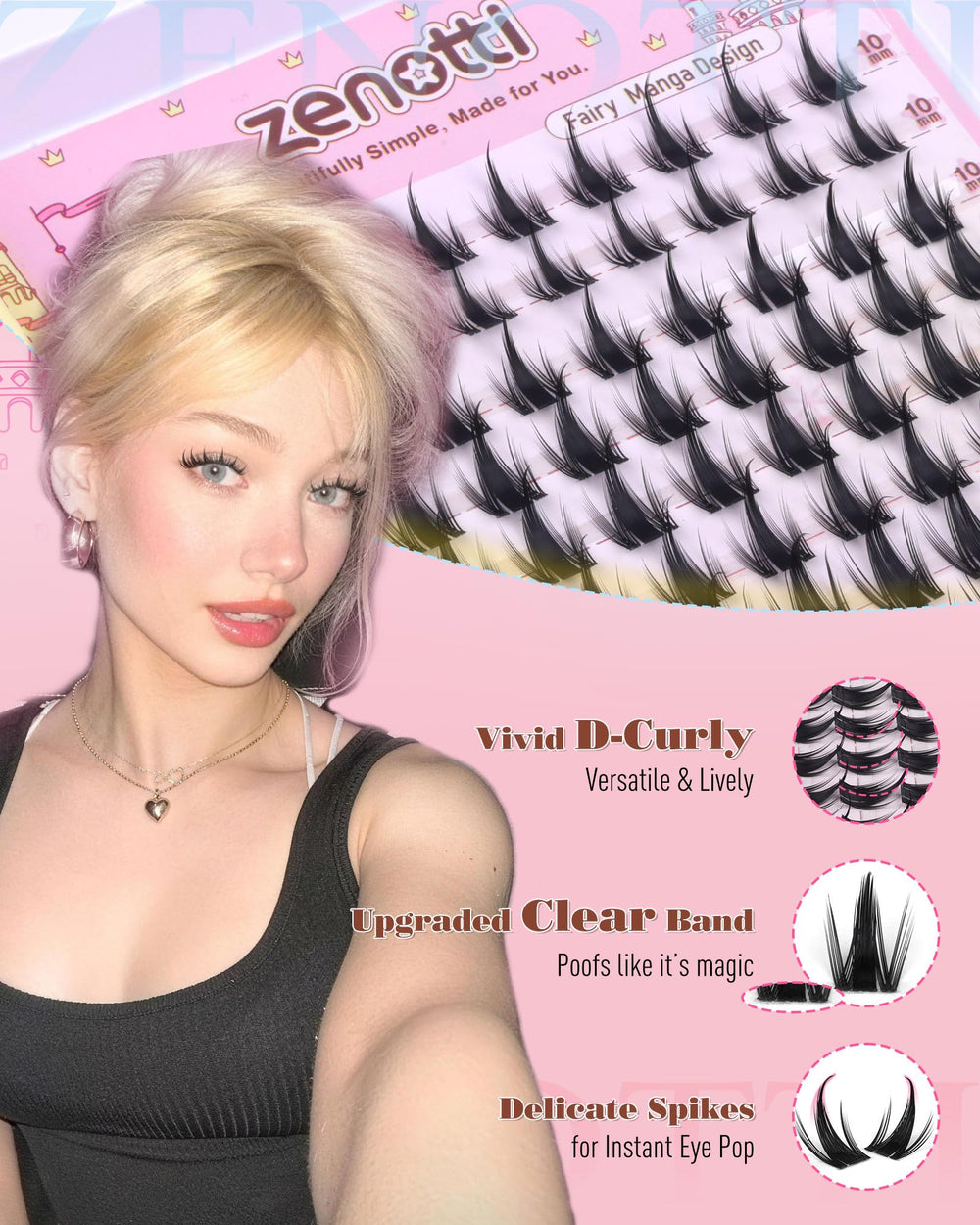 Zenotti Pre-shaped lash clusters ready to apply for beginners and pros.