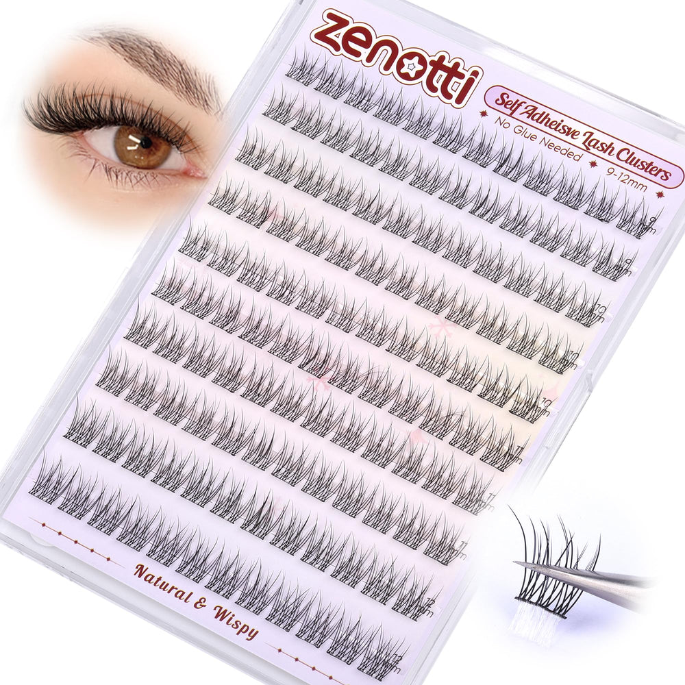 Zenotti self-adhesive lash clusters pack for effortless natural glamour all day.
