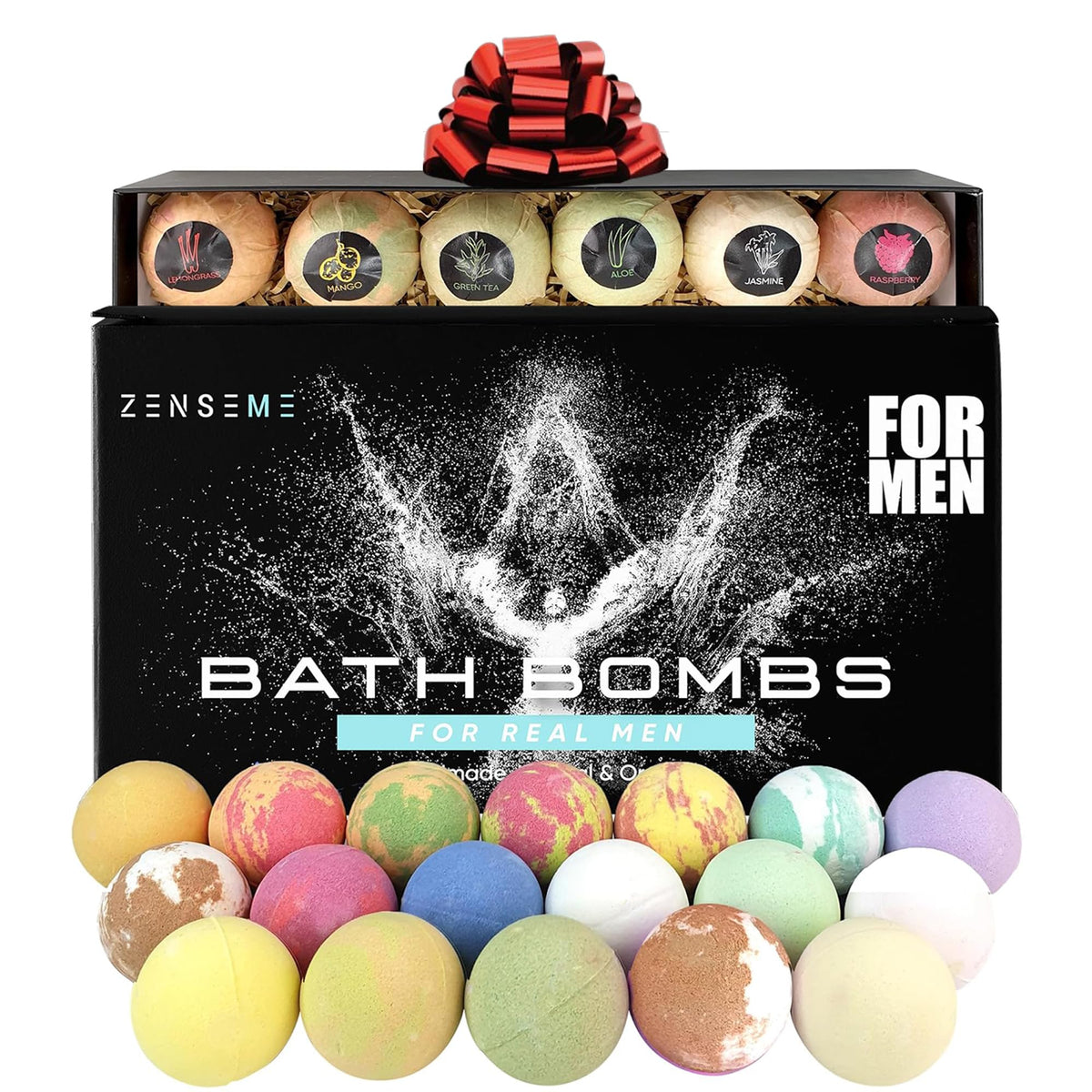 ZenseMe bath bombs for men gift set with 18 scents for a relaxing soak