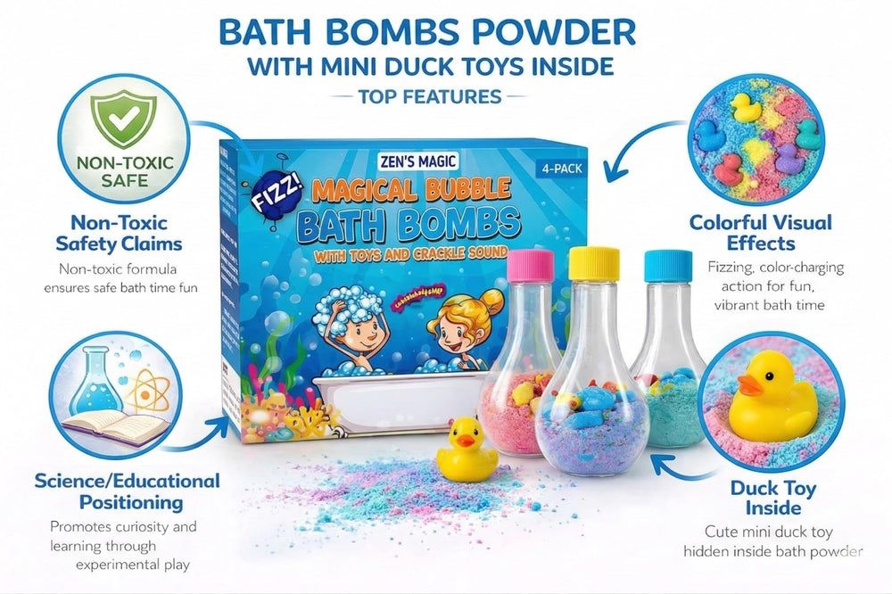 Patitos de juguete dentro de las bombas; sorpresa divertida para la hora del baño.