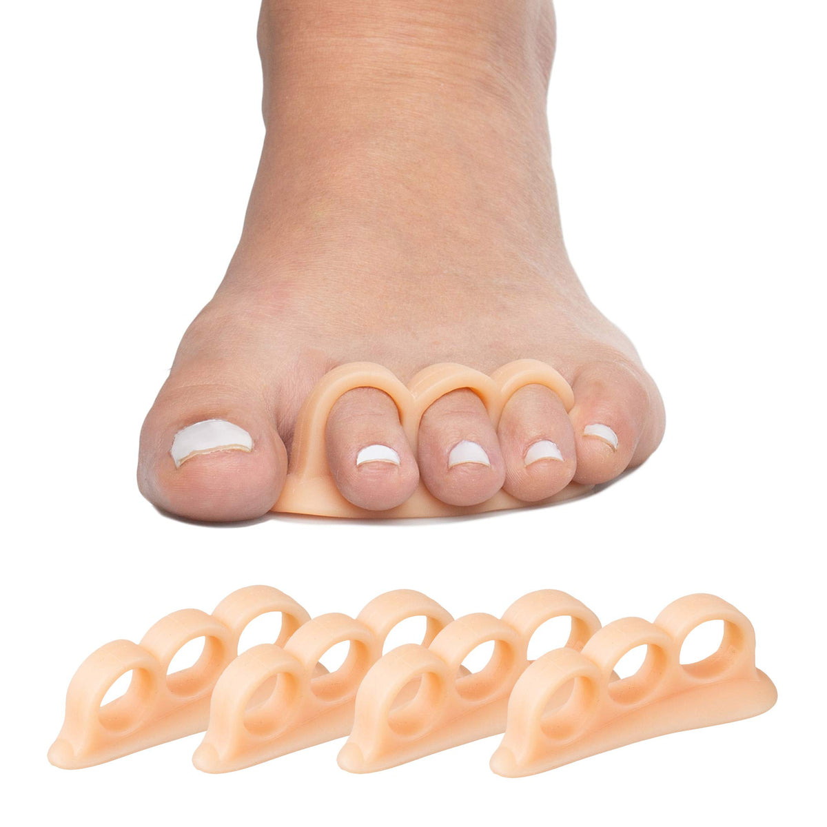 ZenToes Hammer Toe Corrector under middle toes provides gentle realignment.