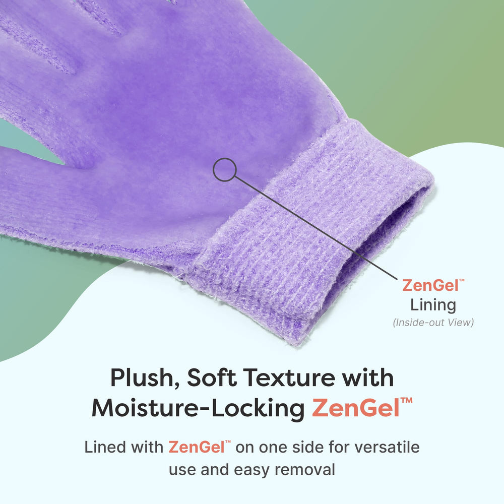 ZenToes Latex-free moisturizing gloves on hand model