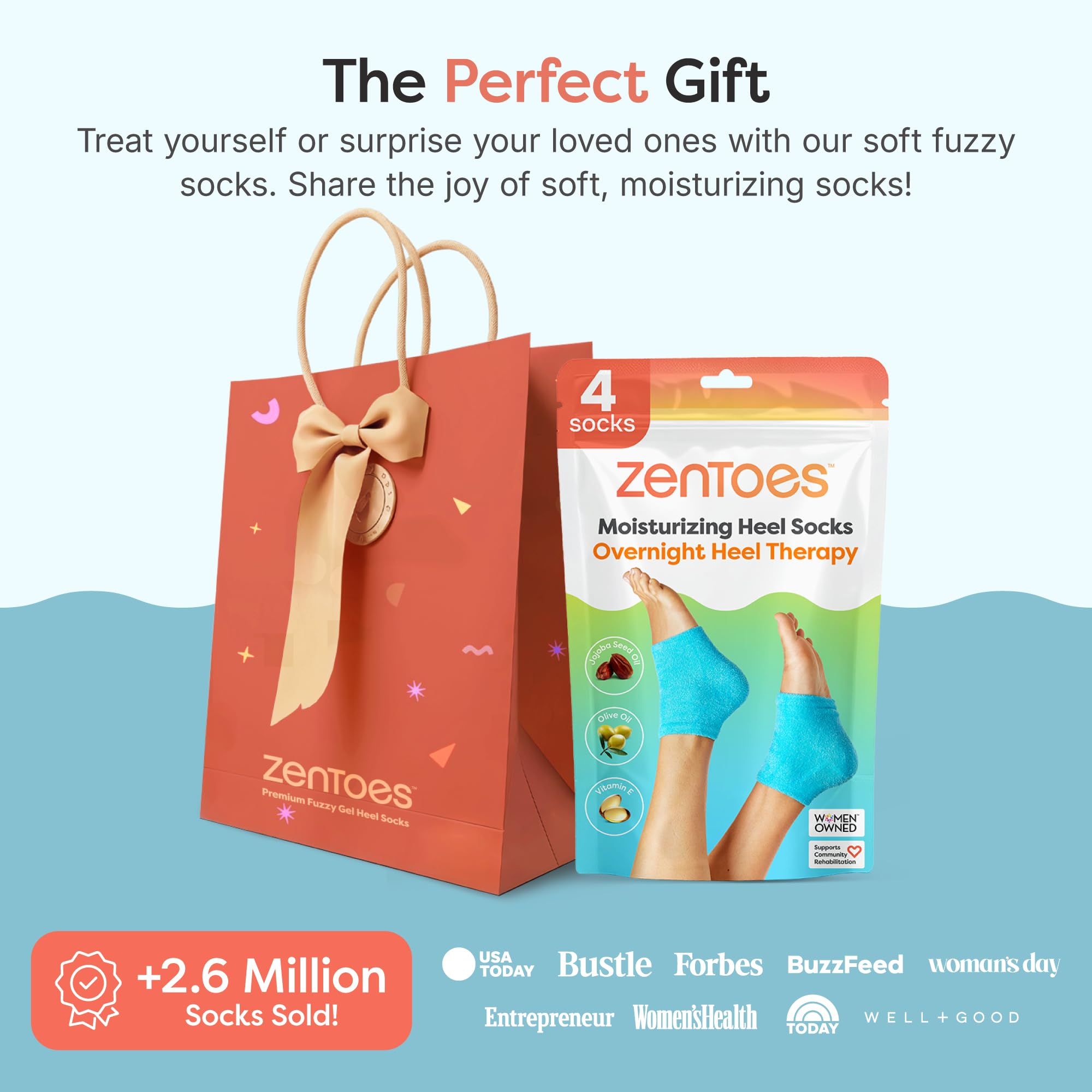 ZenToes paquete de cuatro medias, lista para regalo y uso cotidiano.
