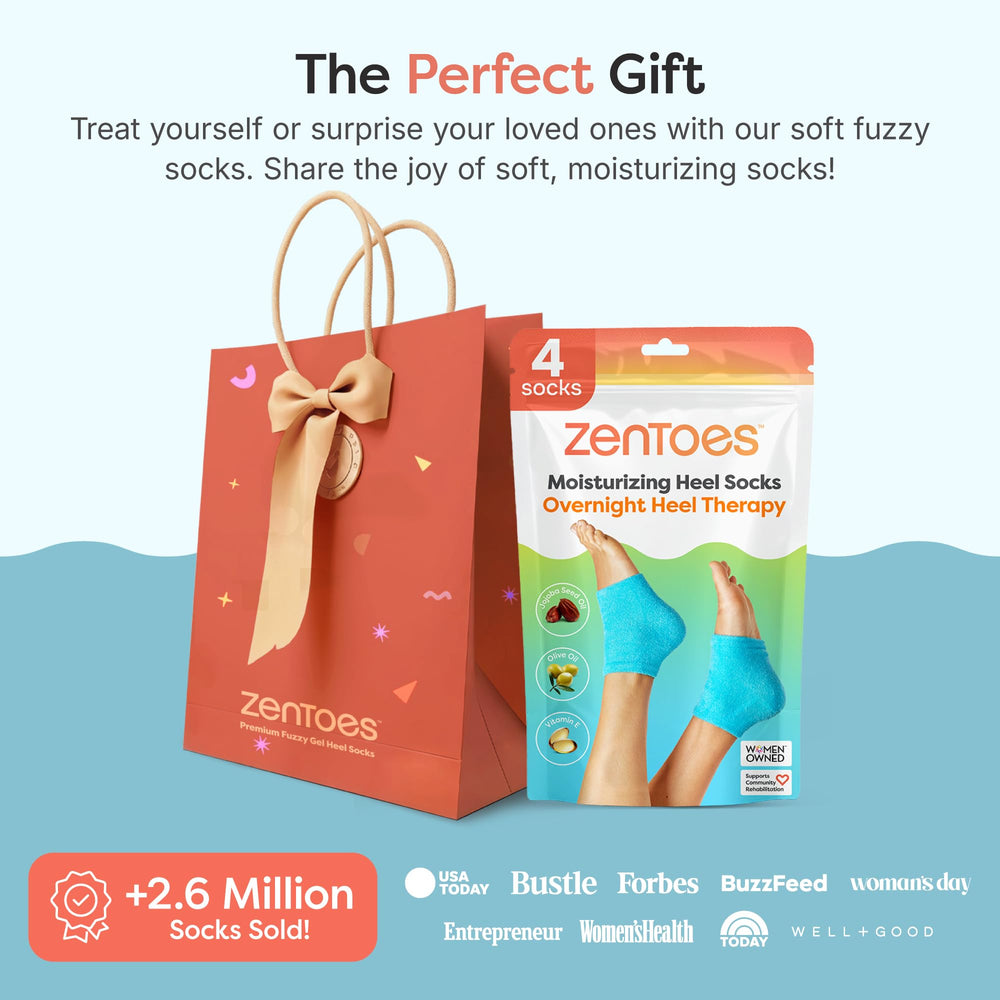 ZenToes paquete de cuatro medias, lista para regalo y uso cotidiano.