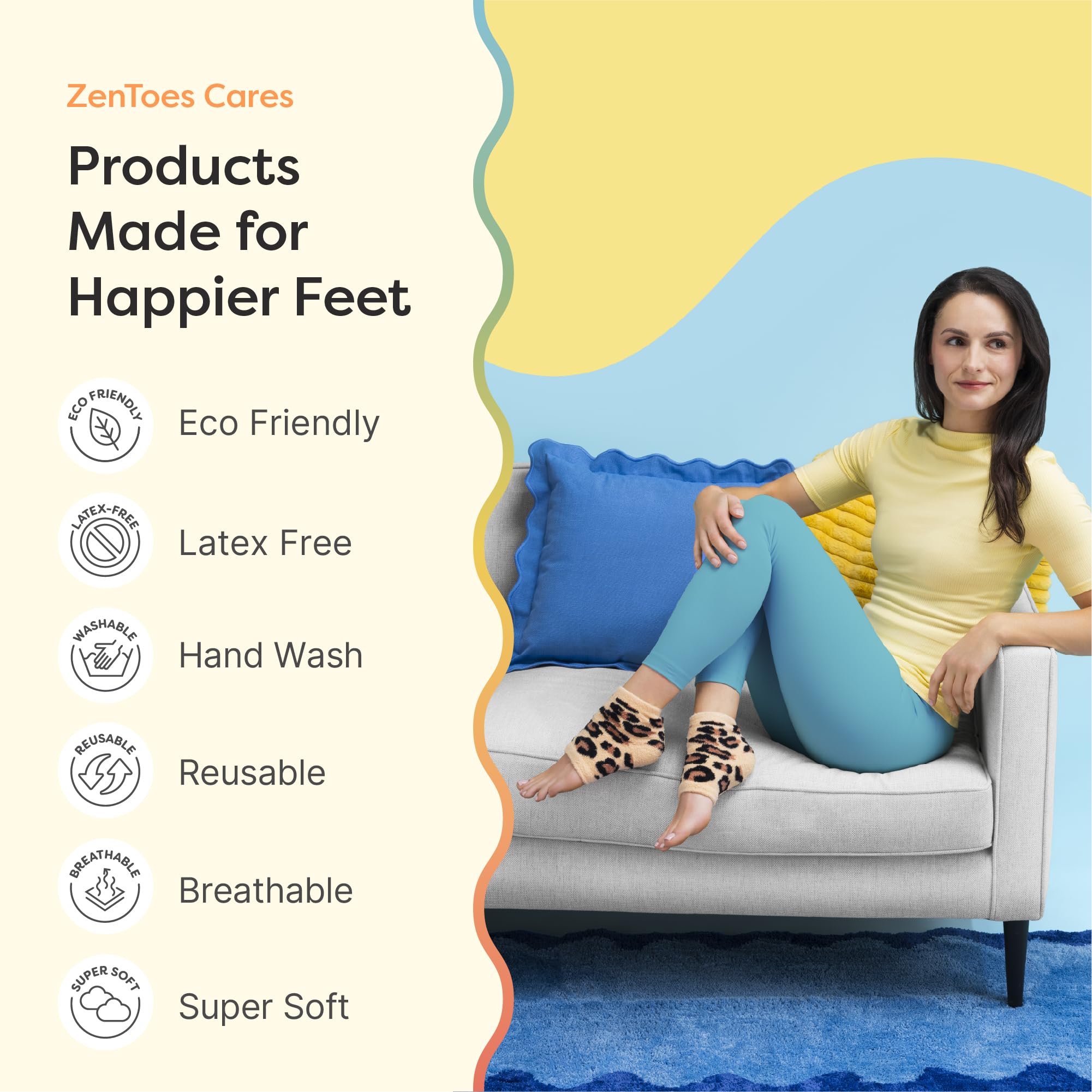 ZenToes talla regular para ajuste cómodo en pies promedio.