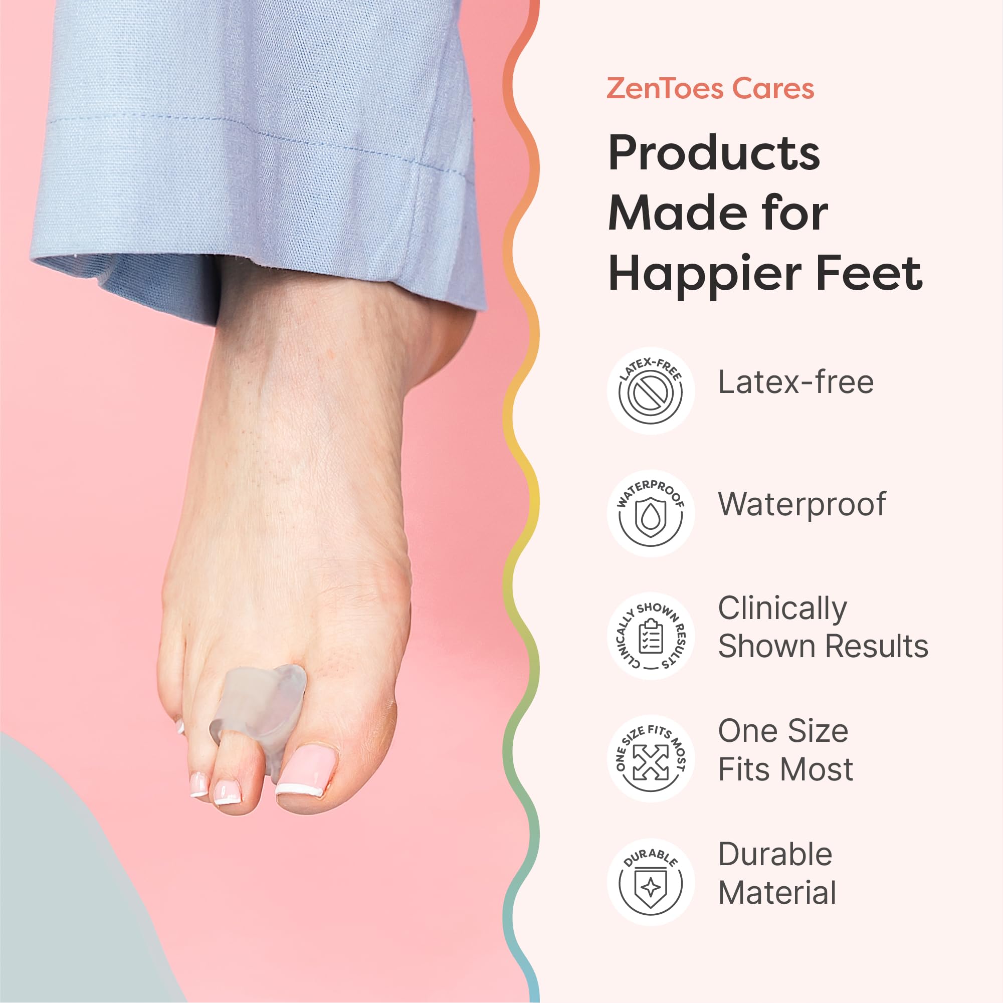 ZenToes Wear with socks option supports discreet everyday use.