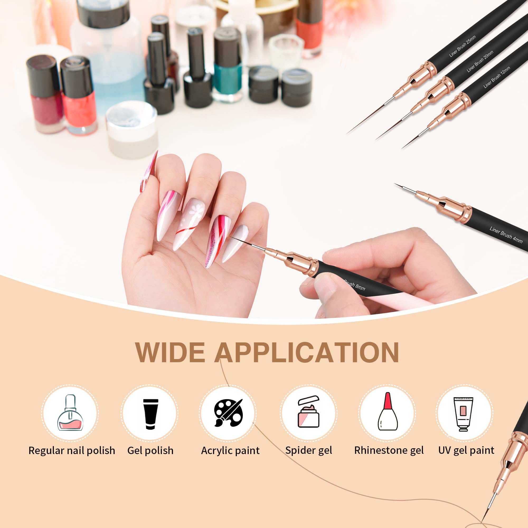 ZEOHBETY 25mm liner brush for bold decorative accents.