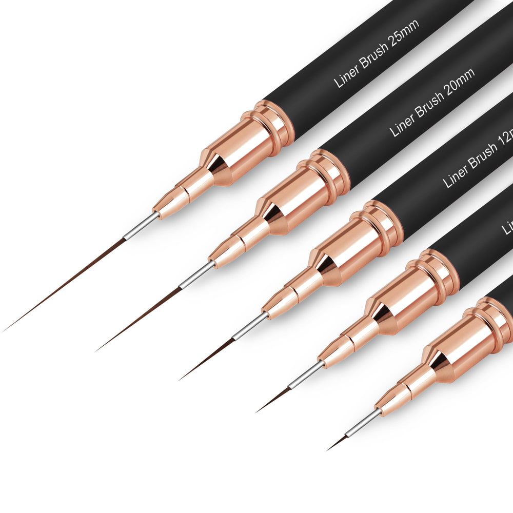 ZEOHBETY metallic nail art brushes with precise 4mm liner for fine lines.