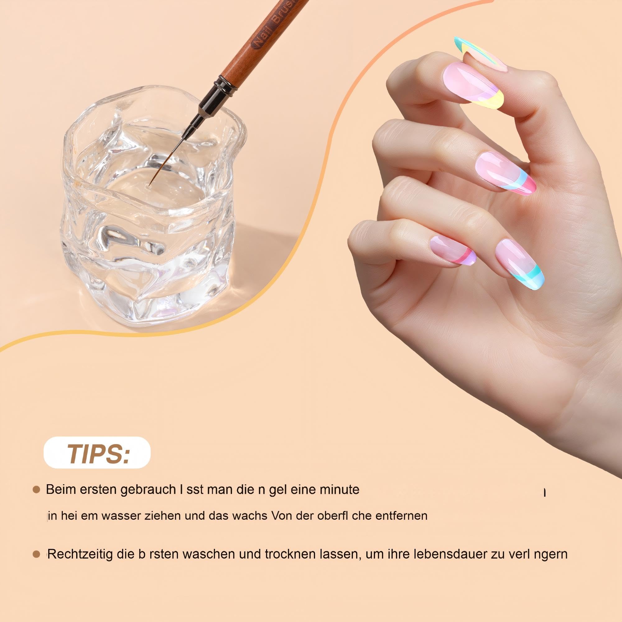 ZEOHBETY wooden nail art brush comfort handle for fatigue-free painting.