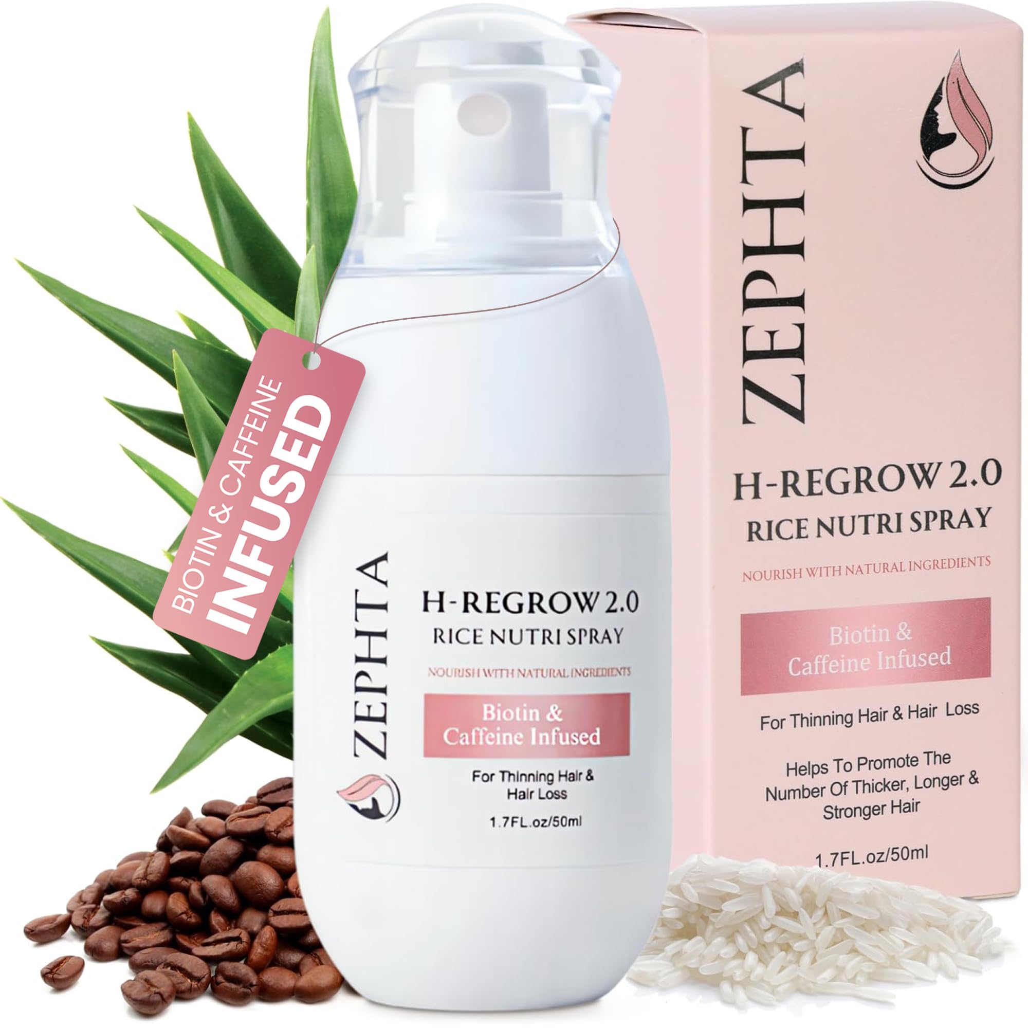 Zephta H-Regrow spray bottle on shelf ready for daily use.