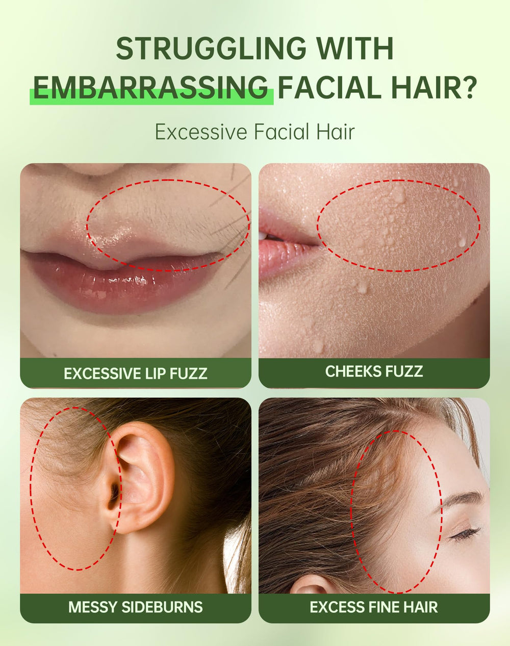 Zeponyx chin hair removal in action showing quick depilation and clean finish.