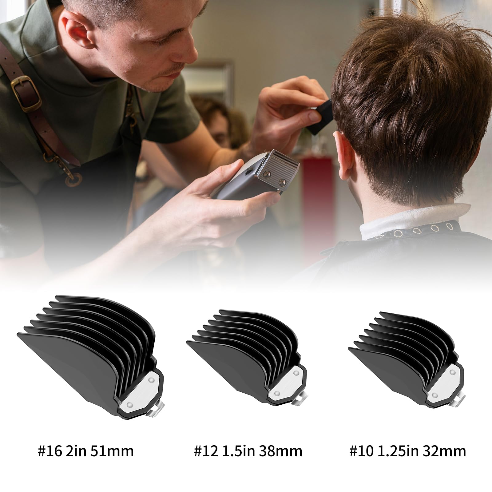 Zerika clipper guards in black finish for a professional kit.