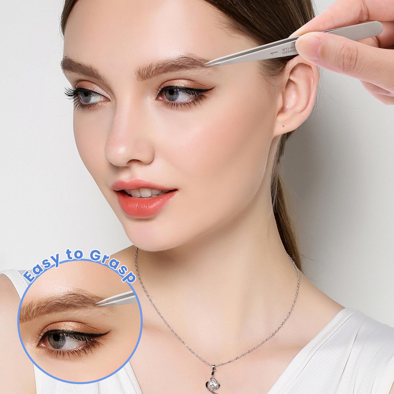 ZERNBER pointed tweezers with etched tips grip fine hairs reliably.