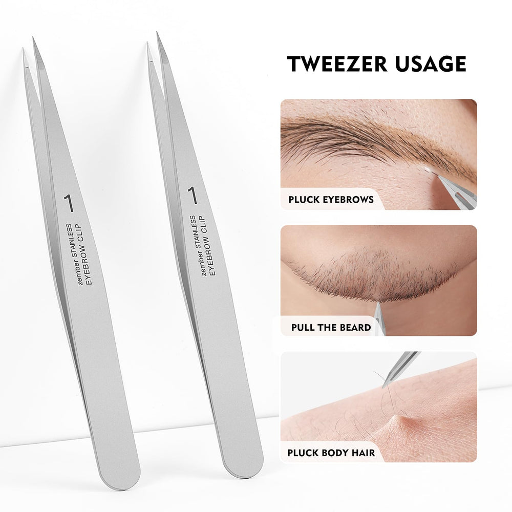 ZERNBER pointed tweezers stainless steel tips stay sharp and durable.