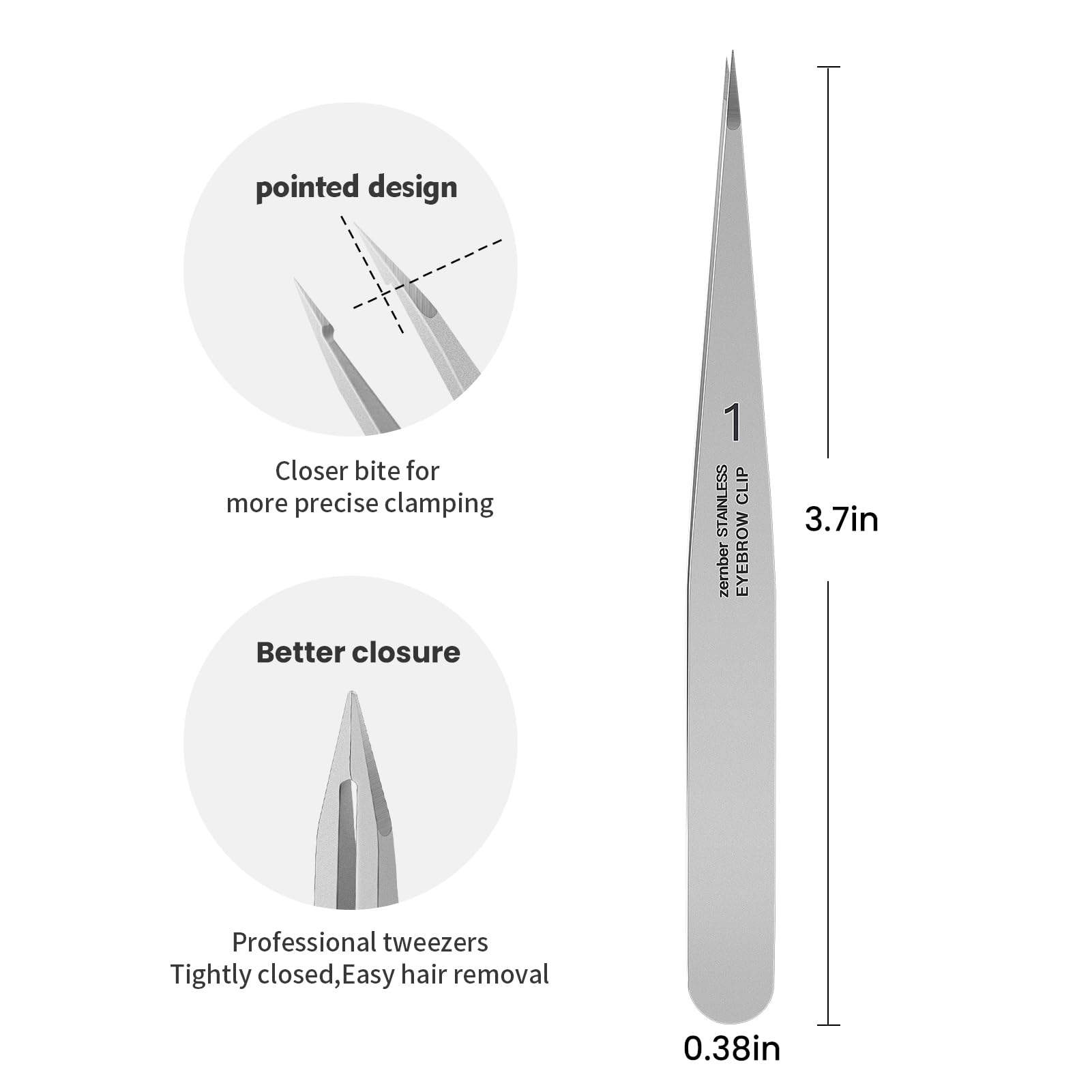 ZERNBER pointed tweezers stored in case stay protected and travel-ready.