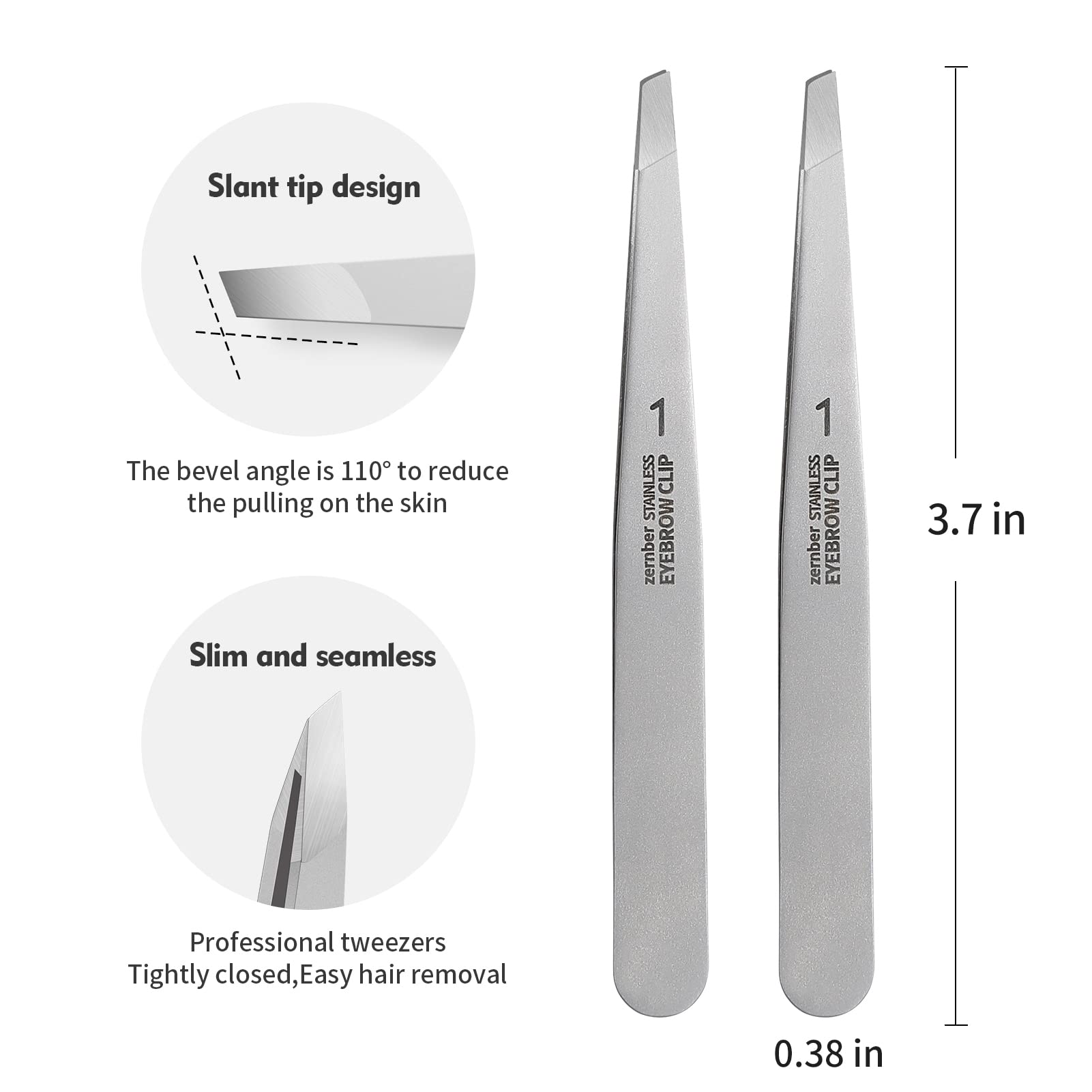 ZERNBER professional-grade tweezers for accurate hair removal and precision tasks.