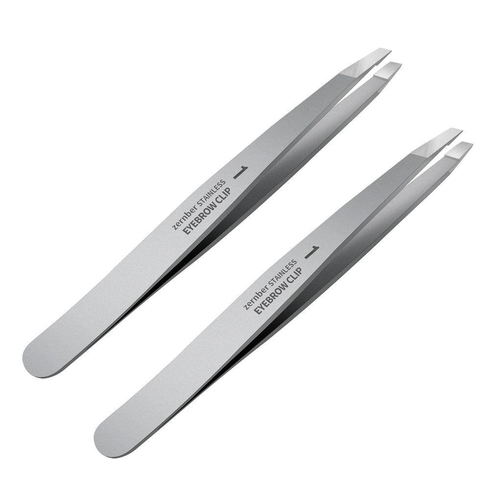 ZERNBER Tweezers Set with slant tips for precise brow shaping and grooming.